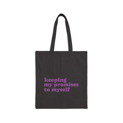 Canvas Tote — 'Keeping My Promises to Myself' | Triceratops Art
