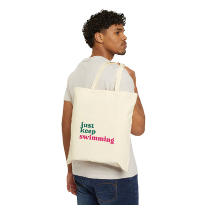 Just Keep Swimming Tote — Custom Fish Art Beach & Grocery Bag