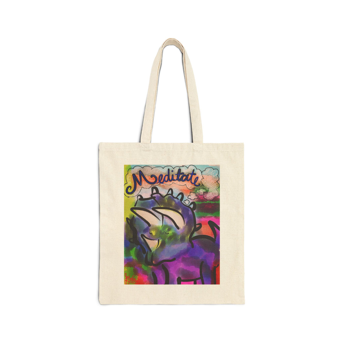 Meditate Rhino Canvas Tote - "Don't Kill My Vibe" Eco Shopping Bag
