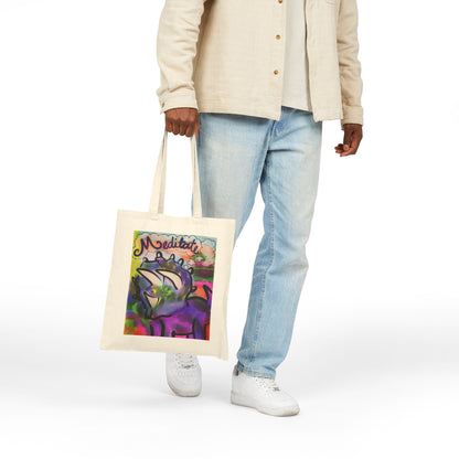 Meditate Rhino Canvas Tote - "Don't Kill My Vibe" Eco Shopping Bag
