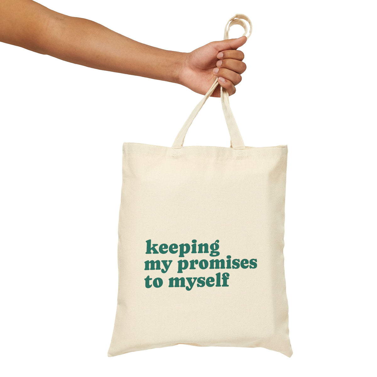 Canvas Tote — 'Keeping My Promises to Myself' | Triceratops Art