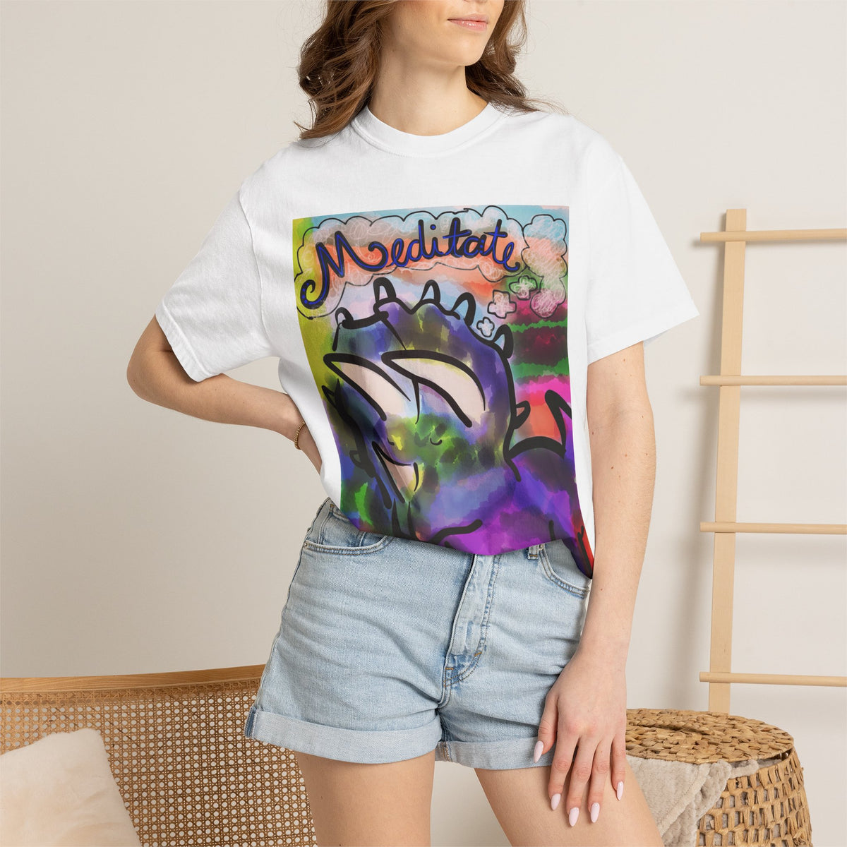 Meditate Dino T-Shirt | Don't Hate, Meditate! | Graphic Tee