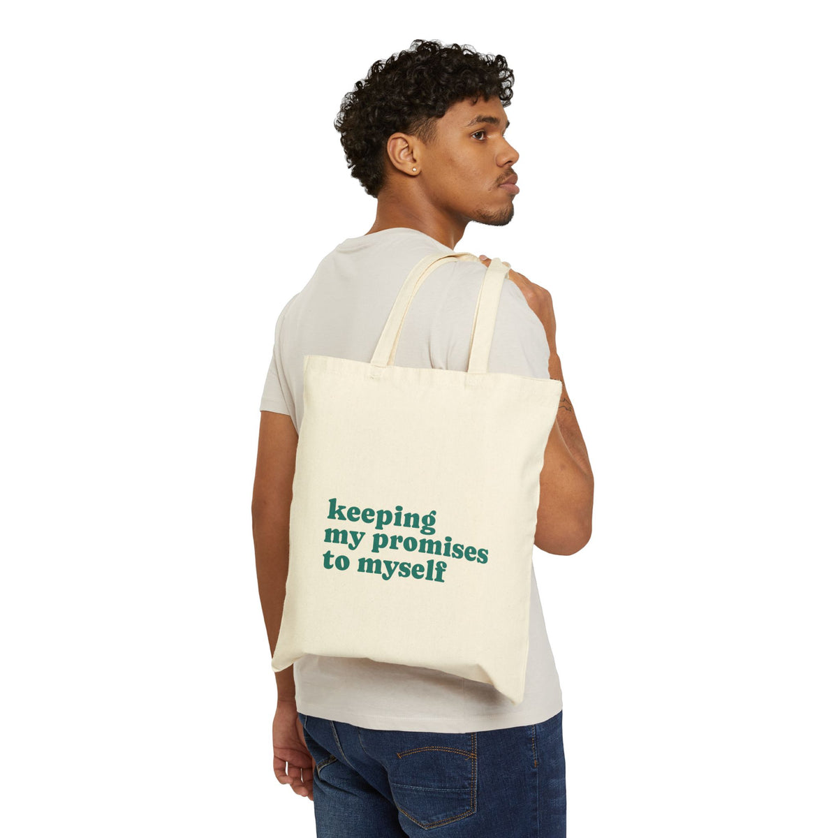Canvas Tote — 'Keeping My Promises to Myself' | Triceratops Art