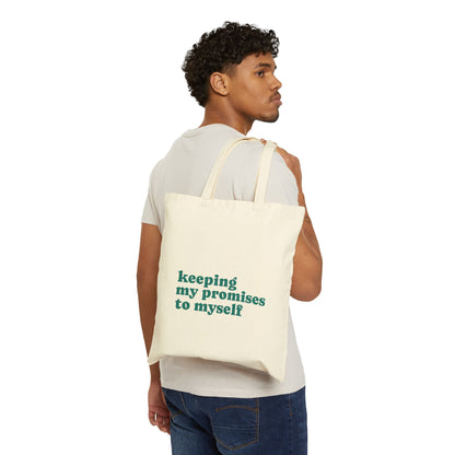 Canvas Tote — 'Keeping My Promises to Myself' | Triceratops Art