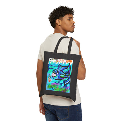 Just Keep Swimming Tote — Custom Fish Art Beach & Grocery Bag