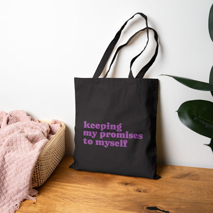 Canvas Tote — 'Keeping My Promises to Myself' | Triceratops Art