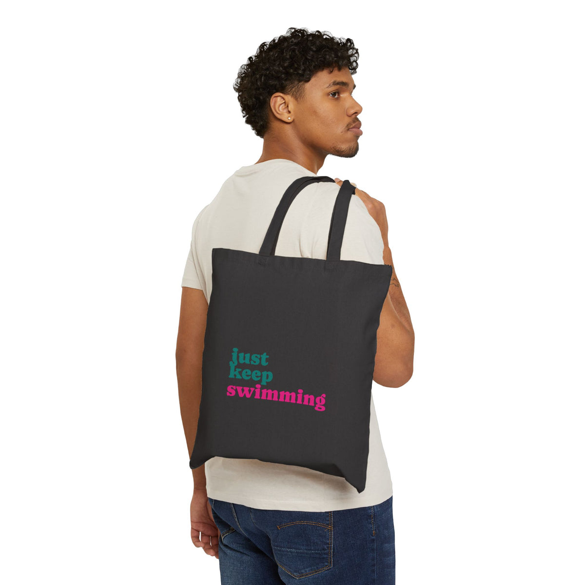 Just Keep Swimming Tote — Custom Fish Art Beach & Grocery Bag