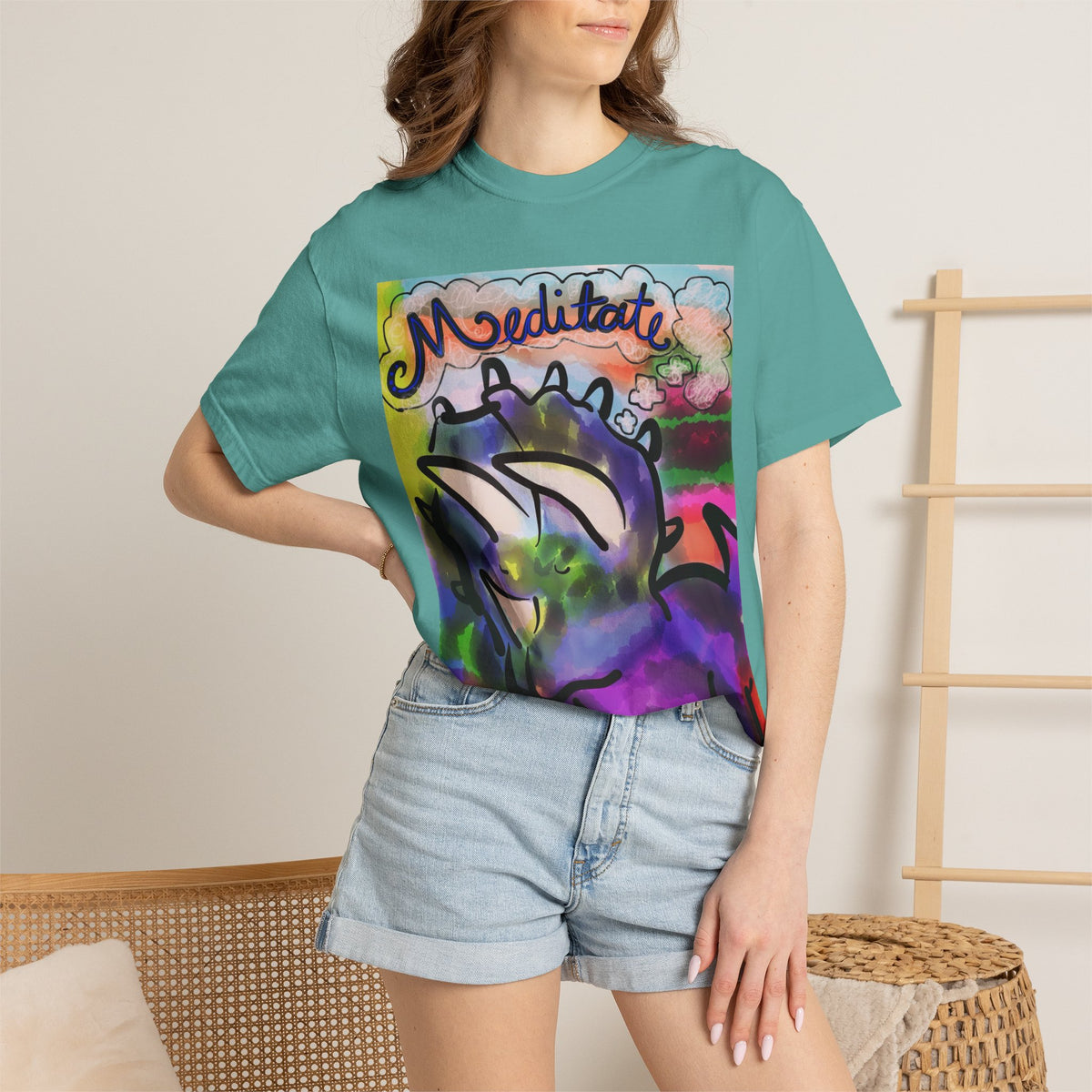 Meditate Dino T-Shirt | Don't Hate, Meditate! | Graphic Tee