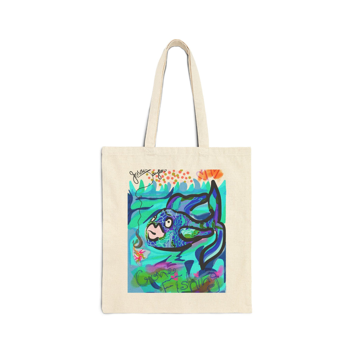 Just Keep Swimming Tote — Custom Fish Art Beach & Grocery Bag