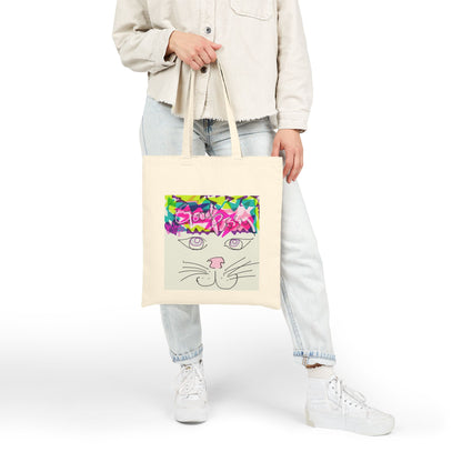 Canvas Tote Bag — Cute Cat Face & "i'm better than good" Graphic Shopper