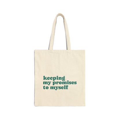 Canvas Tote — 'Keeping My Promises to Myself' | Triceratops Art