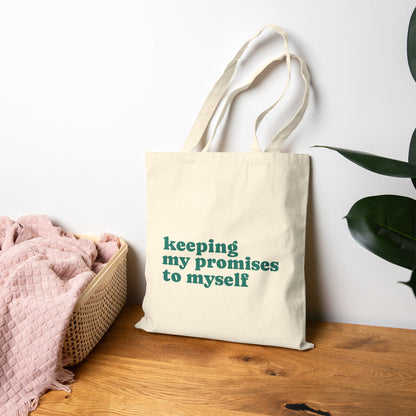 Canvas Tote — 'Keeping My Promises to Myself' | Triceratops Art