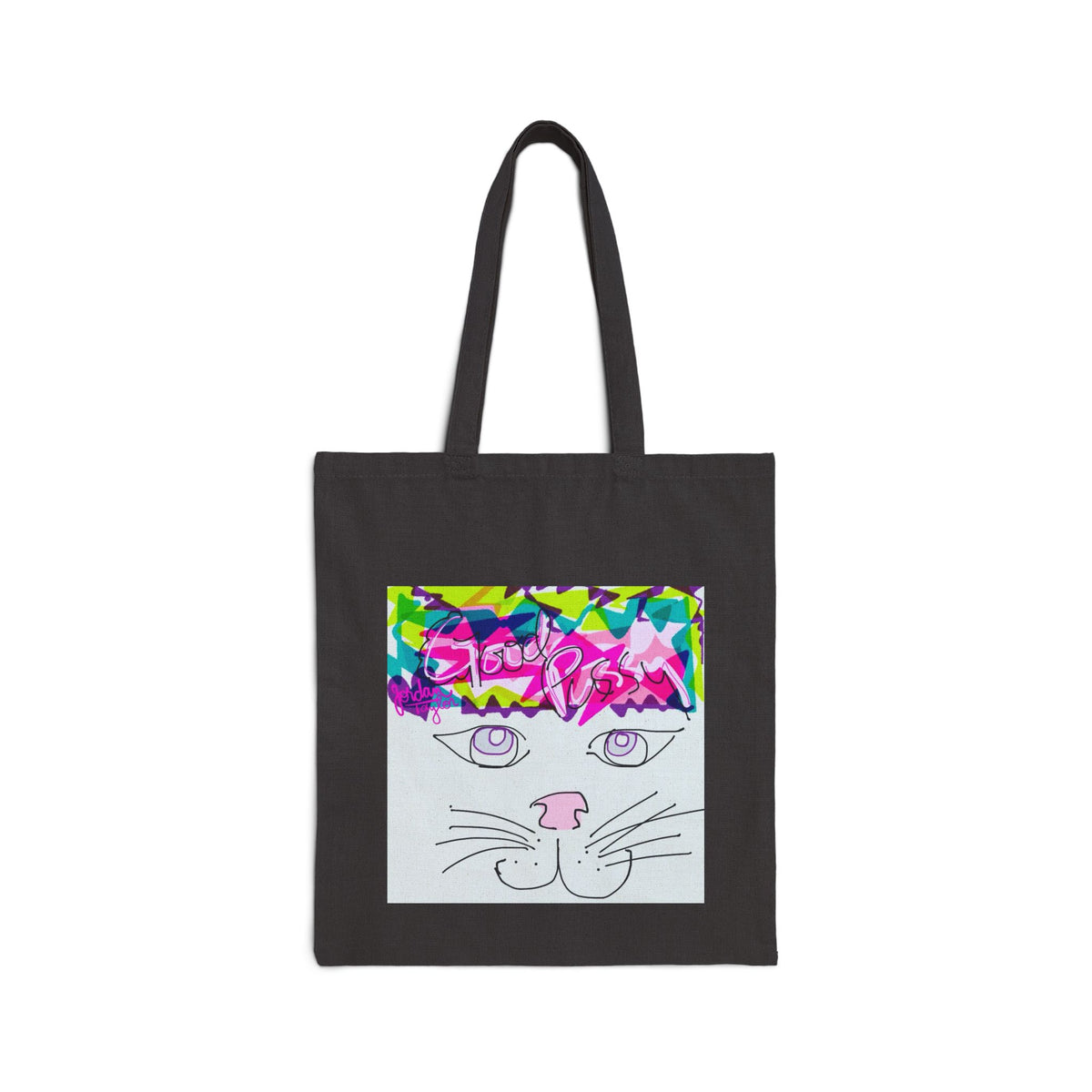 Canvas Tote Bag — Cute Cat Face & "i'm better than good" Graphic Shopper