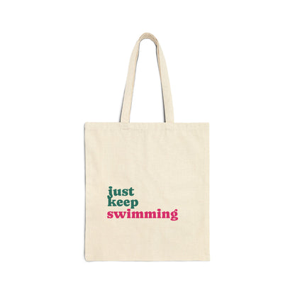 Just Keep Swimming Tote — Custom Fish Art Beach & Grocery Bag