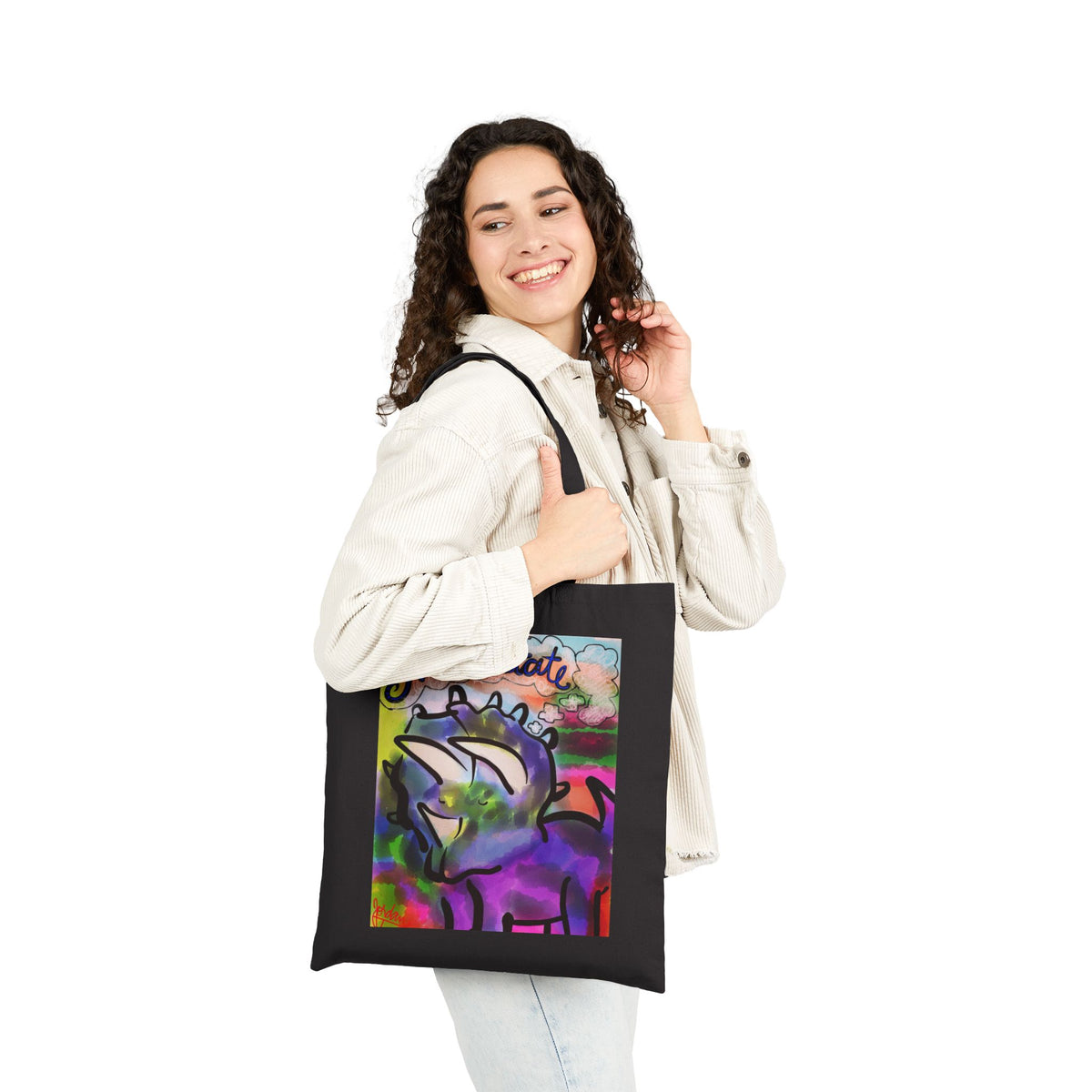 Meditate Rhino Canvas Tote - "Don't Kill My Vibe" Eco Shopping Bag