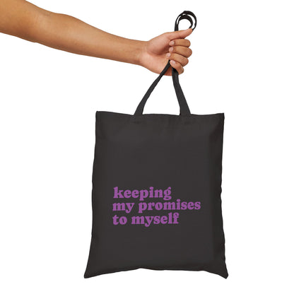 Canvas Tote — 'Keeping My Promises to Myself' | Triceratops Art