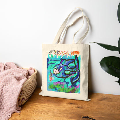 Just Keep Swimming Tote — Custom Fish Art Beach & Grocery Bag