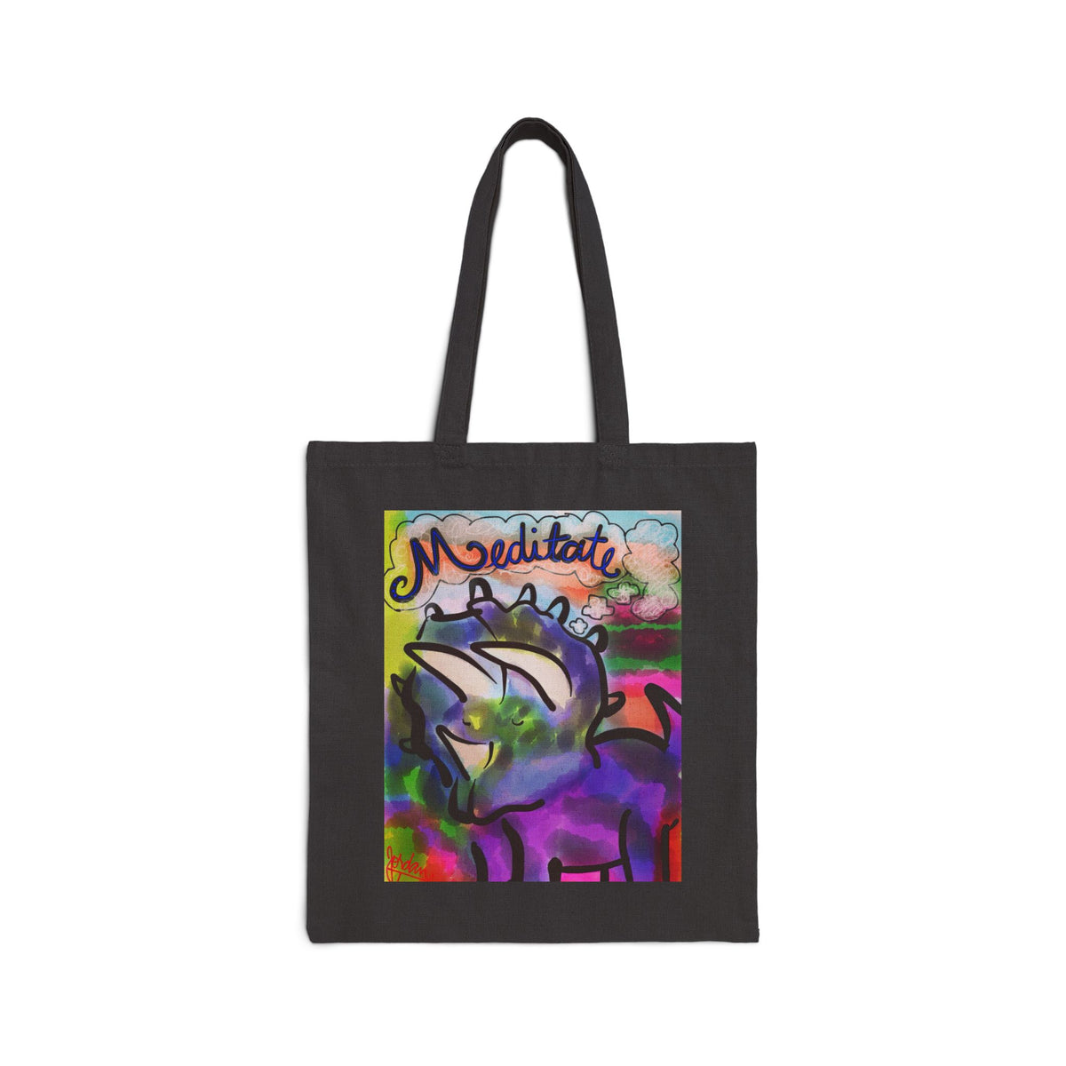 Meditate Rhino Canvas Tote - "Don't Kill My Vibe" Eco Shopping Bag
