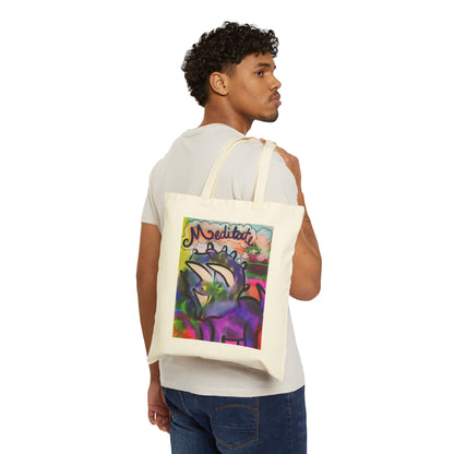 Meditate Rhino Canvas Tote - "Don't Kill My Vibe" Eco Shopping Bag